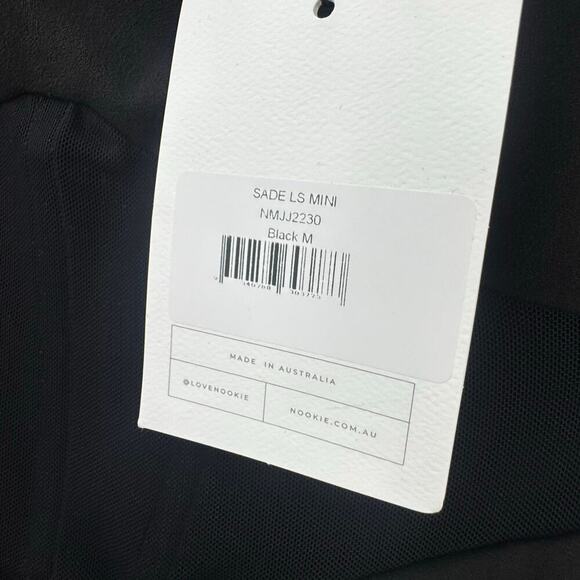 Nookie NMJJ2230 Sade Long Sleeve Mesh Mini Dress Black Size Medium NWT - Picture 10 of 12